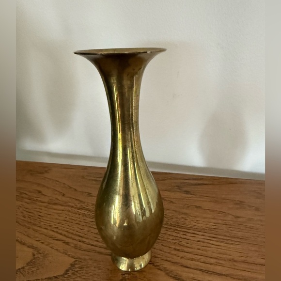 Vintage Solid Brass 6.5” Bud Vase Gold - Picture 2 of 8